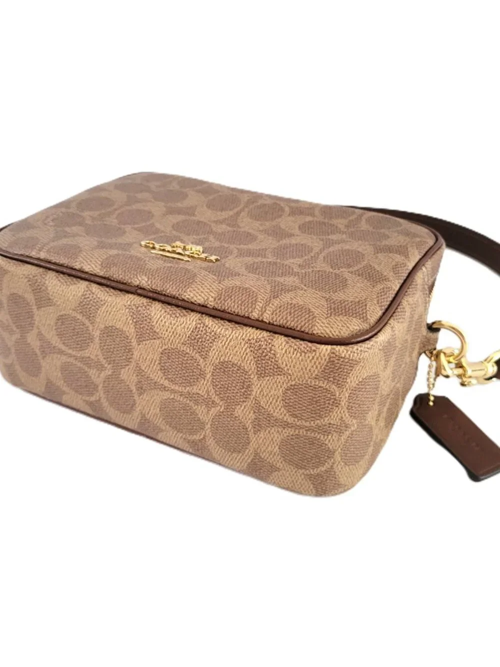 Coach CEK69 Mini Carey Signature PVC Crossbody Bag Handbag Tan Brown
